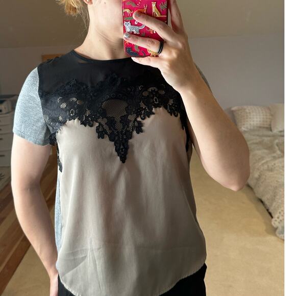 Apt.9: Color Block Lace Blouse - Picture 1 of 7